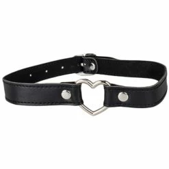 Best Sale 😀 Bondara Black Faux Leather Heart Ring Collar ❤️