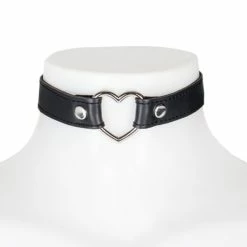 Best Sale 😀 Bondara Black Faux Leather Heart Ring Collar ❤️ -Bondage Shop Online unnamed file 157