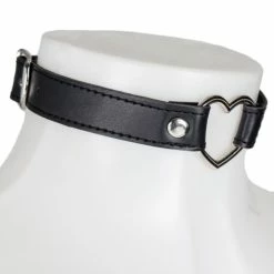 Best Sale 😀 Bondara Black Faux Leather Heart Ring Collar ❤️ -Bondage Shop Online unnamed file 158