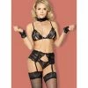 New 🎁 Bondara Flirt Lace Collar To Cuffs, Peekaboo Bra, Garter & Thong 🧨