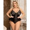 Discount ✨ Bondara Siren Plus Size Lace Peephole Wet Look Zip-Up Teddy 👍