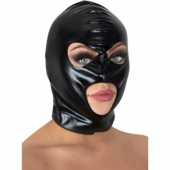 Flash Sale 🧨 Bondara Wet Look Open Mouth And Eyes Bondage Hood ⭐