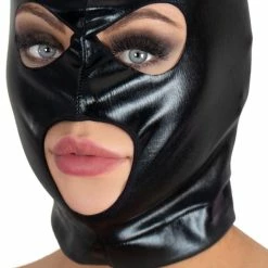 Flash Sale 🧨 Bondara Wet Look Open Mouth And Eyes Bondage Hood ⭐ -Bondage Shop Online unnamed file 550
