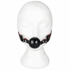 Best Pirce ✔️ Bondara Black Faux Leather Red Suede Silicone Ball Gag ✨ -Bondage Shop Online unnamed file 611