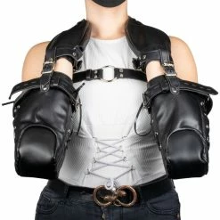 Cheap ⭐ Bondara Luxe Black PVC Elbow Restraints And Mittens 🔥